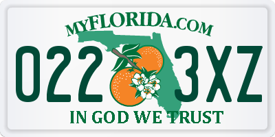FL license plate 0223XZ
