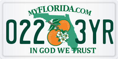 FL license plate 0223YR