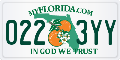 FL license plate 0223YY