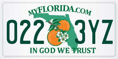 FL license plate 0223YZ