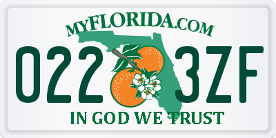 FL license plate 0223ZF