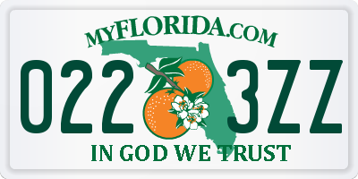 FL license plate 0223ZZ