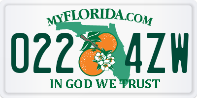 FL license plate 0224ZW