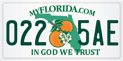 FL license plate 0225AE