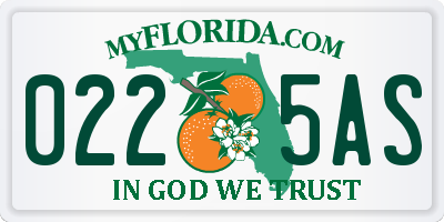 FL license plate 0225AS