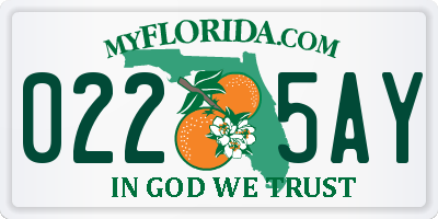 FL license plate 0225AY