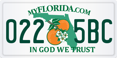 FL license plate 0225BC