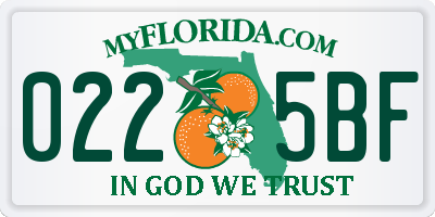 FL license plate 0225BF