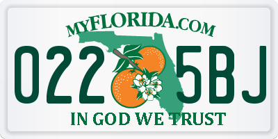 FL license plate 0225BJ