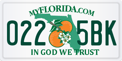 FL license plate 0225BK