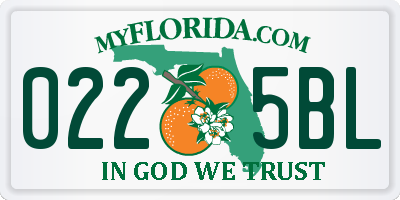 FL license plate 0225BL