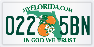 FL license plate 0225BN