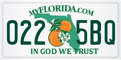 FL license plate 0225BQ