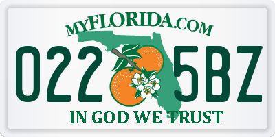 FL license plate 0225BZ
