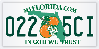 FL license plate 0225CI
