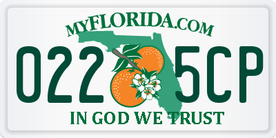 FL license plate 0225CP