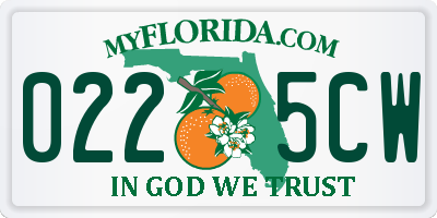 FL license plate 0225CW