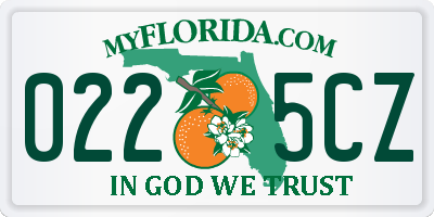 FL license plate 0225CZ