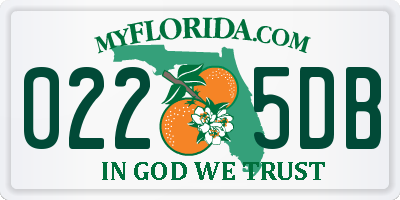 FL license plate 0225DB