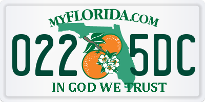 FL license plate 0225DC