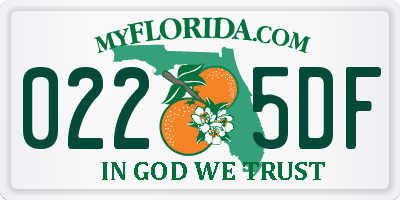 FL license plate 0225DF