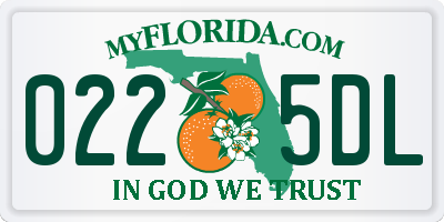 FL license plate 0225DL