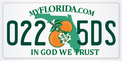 FL license plate 0225DS