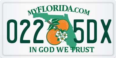 FL license plate 0225DX