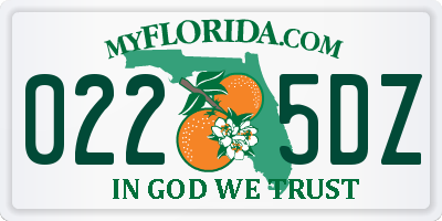 FL license plate 0225DZ