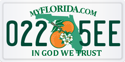 FL license plate 0225EE