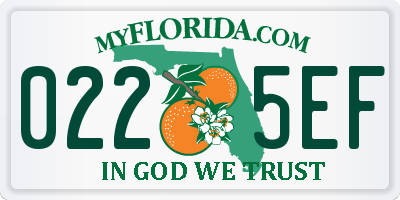 FL license plate 0225EF