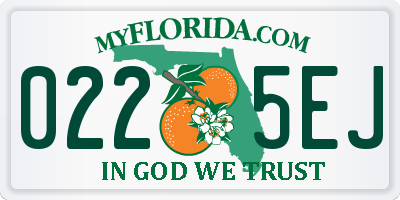 FL license plate 0225EJ
