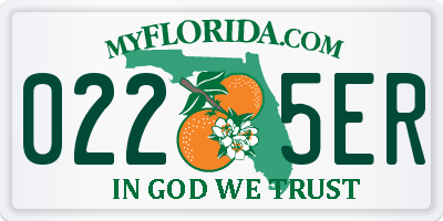 FL license plate 0225ER
