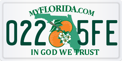 FL license plate 0225FE