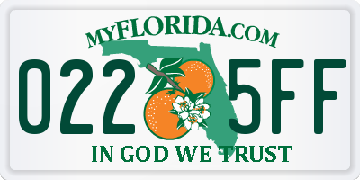 FL license plate 0225FF
