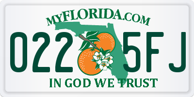 FL license plate 0225FJ