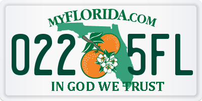 FL license plate 0225FL