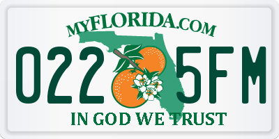 FL license plate 0225FM