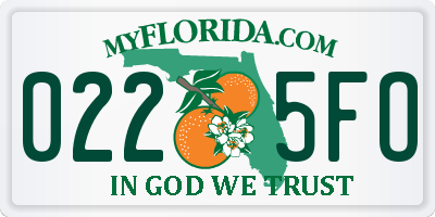 FL license plate 0225FO