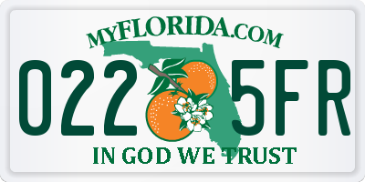 FL license plate 0225FR