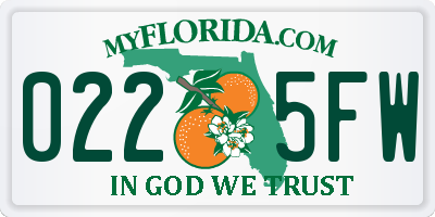 FL license plate 0225FW