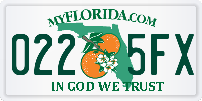 FL license plate 0225FX
