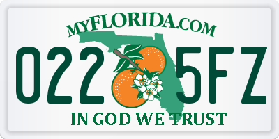 FL license plate 0225FZ