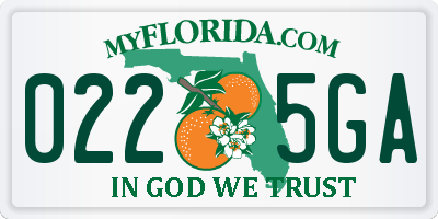 FL license plate 0225GA