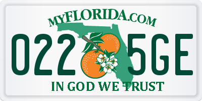 FL license plate 0225GE