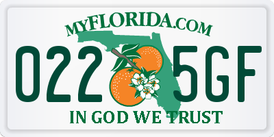 FL license plate 0225GF