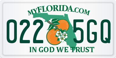 FL license plate 0225GQ