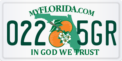FL license plate 0225GR
