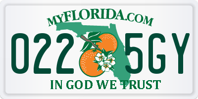 FL license plate 0225GY
