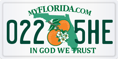 FL license plate 0225HE